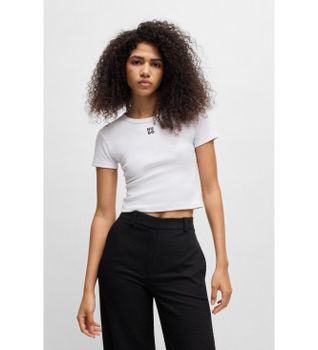 HUGO para mujer. 50512000 Camiseta Delanor blanco (S), Casual, Algodón, Manga corta