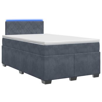Cama Tapizada 190x120x88 Cm Terciopelo - Gris