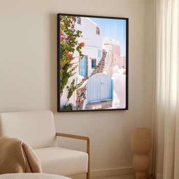 Cuadro santorini vibes, marco negro, 50x70 cm