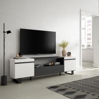 mueble tv efecto madera blanco y negro 200x35x57cm con patas