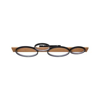 Lámpara De Techo Moderna Con Led Integrados Metal Acabado Imitación Madera Forma De Anillos Negro Spean