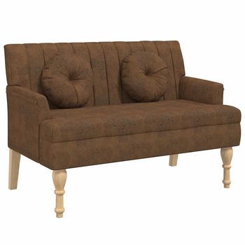 Banco Con Cojines Ante Sintético Marrón 113x64,5x75,5 Cm Vidaxl