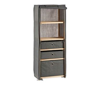Estantería gris madera tela (28 x 113 x 42 cm)