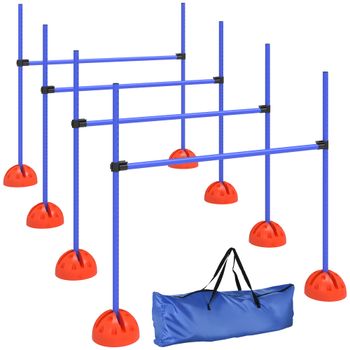 PawHut Set Agility para perros de 4 piezas con 4 vallas y bolsa de transporte para entrenamiento de salto, Azul   Aosom España