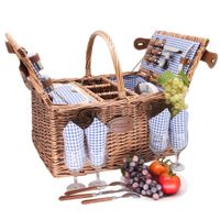 cesta de picnic de mimbre st-germain vichy azul 4 personas
