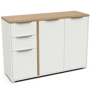Aparador Salón Acces  3p Roble Hamilton Y Blanco Mate 161 Cm