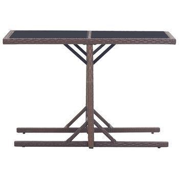 Mesa De Jardín | Mesa De Exterior De Vidrio Y Ratán Sintético Blanco 110x53x72 Cm