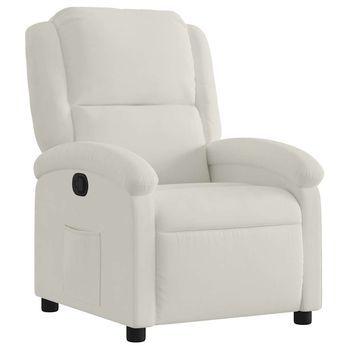 Sillón Reclinable Terciopelo Blanco Crema
