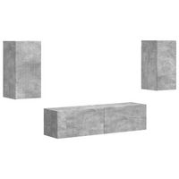 conjunto de mueble de tv 4 uds  mueble de salon  gabinete de tv gris concreto