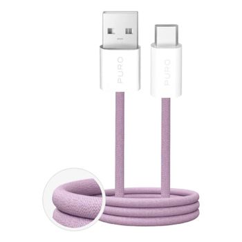 Cable USB-A a USB-C PURO PUCAC10WFABK415MTPNK 1,5 m Rosa TPE USB 2.0