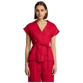 Selected Blusa W Top Lia Linen - Sawy Red para mujer