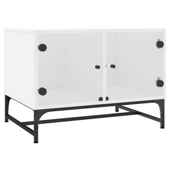 Mesa De Centro 50x68,5x50 Cm Vidrio Y Acero - Blanco