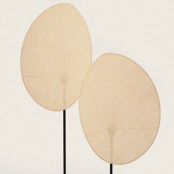Ledkia Lámpara de Pie Oval Metal y Tela para Decoración Interior