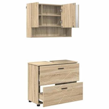 Juego De Muebles De Baño 2 Uds. Roble Sonoma 76,5 X 35 X 64 Cm Vidaxl