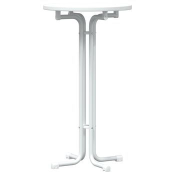 Mesa Alta De Comedor Madera Ingeniería Y Acero Blanco Ø60x110cm
