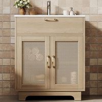 mueble de lavabo - mueble para bano - mdf y ceramica - natural 76x46x88cm
