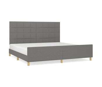 Estructura de cama con cabecero tela gris oscuro 200x200 cm bloques con cuadros
