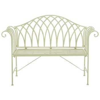 Banco De Jardín De Metal Verde Claro 130 Cm 2 Plazas Reposabrazos Vintage Milazzo