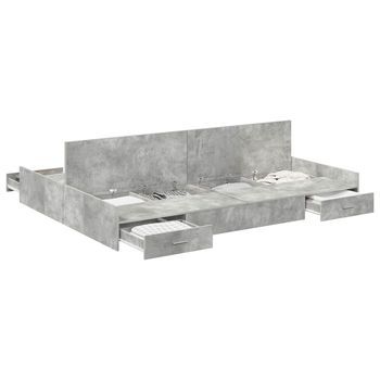 Cama Con Almacenamiento Con Cajón Gris Concreto 160 X 200 Cm Vidaxl
