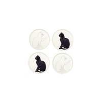 platos de postre de gato negro y blanco - set de 4