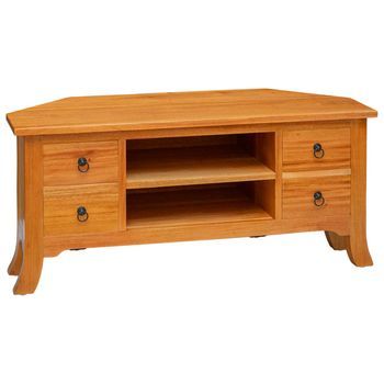 Mueble De Tv | Mueble De Salón | Gabinete De Tv Natural 100 X 40,5 X 46 Cm Madera De Caoba Sólida