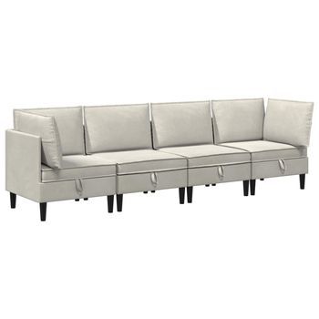 Juego De Muebles De Salón 4 Uds. Crema Terciopelo Vidaxl