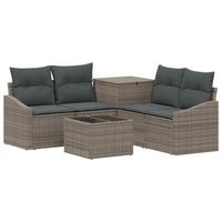 juego de sofa 6 uds gris y gris oscuro ratan sintetico y acero vidaxl