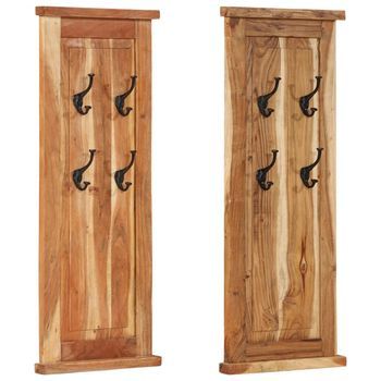 Percheros 2 Unidades Madera Maciza De Acacia 38x100 Cm Vidaxl