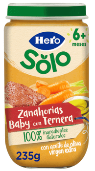Hero Solo Zanahorias Baby con Ternera +6m 235 gr