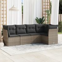 conjunto de sofas jardin con cojines 5 uds  mueble jardin mesa y sillas ratan sintetico gris cfw107281
