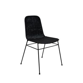 Silla de ratan negro y patas metálicas negro