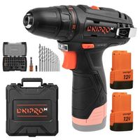 dnipro-m taladro atornillador 12v 30 nm 2 velocidades 1300 rpm 2 baterias 2ah cargador puntas brocas para metal y maletin cd-12cx compact