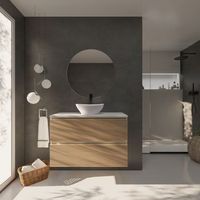 conjunto de bano yinu  100 cm blanco - solomon  dos cajones  lavabo sobre encimera  mueble montado  no incluye espejo  alday