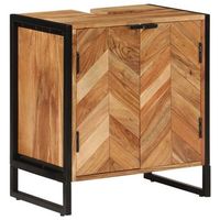 mueble de bano madera maciza de acacia y hierro 55x35x60 cm vidaxl