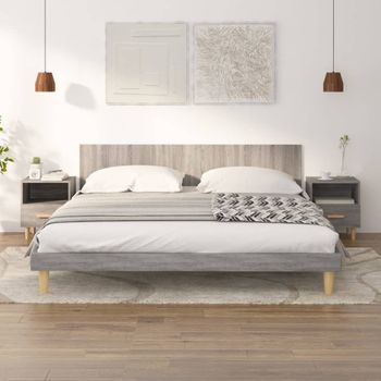 Pack 2 Uds Mesitas De Noche | Mesa Auxiliar | Mesilla Color Gris Sonoma 40x35x47 Cm Cfw79109