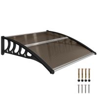 outsunny tejadillo de proteccion 100x100 cm marquesina exterior para puertas y ventanas contra sol y lluvia soporte marron translucido   aosom espana