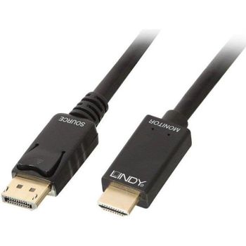 Cable adaptador Lindy DisplayPort a HDMI 4K 30 Hz 0,5 m