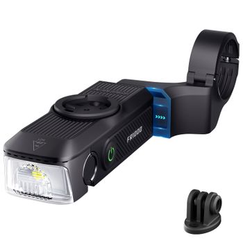 Luz Delantera para Bicicleta RAVEMEN FR1000, Compatible con Garmin, Wahoo, Bryton, XOSS, IGPSPORT, Recargable por USB-C,, Diseño Integrado con Soporte para GPS, Adaptador AGM04 para