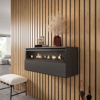 chimenea electrica led efecto madera negro 102x35x45cm efecto fuego
