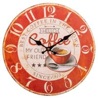 wanderlust deco reloj de pared de madera marron d34x2h cm