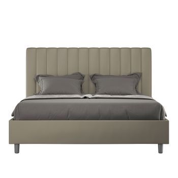 Cama Con Somier Acolchada 160x210 Cuero Sintético Capuchino Agueda