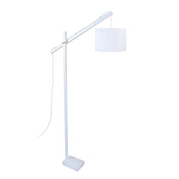 Lámpara pie alto articulado madera blanco pantalla blanco