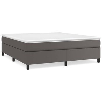 Estructura De Cama Con Somier Cuero Sintético Gris 160x200 Cm Vidaxl