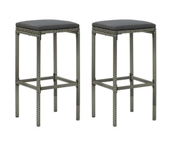 Vidaxl taburetes de cocina con cojines 2 uds ratán sintético gris