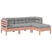 set de sofas jardin 4 uds  juego de muebles de jardin con cojines madera abeto douglas cfw9825186