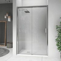 puerta corredera doble ducha cooper  150 cm cristal transparente lateral fijo 80 cm