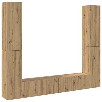 Muebles Tv De Pared 6 Uds | Mueble De Salón | Mesa De Tv Madera Ingeniería Roble Artesanal