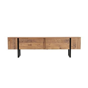 Mueble Para Tv Industrial Con Armarios De Madera Y Negro De 180 Cm Moov