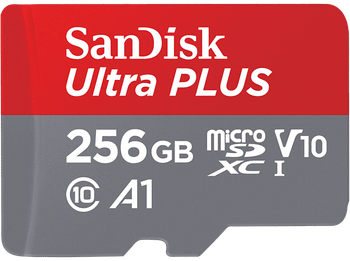 Tarjeta Micro SDXC - SanDisk Ultra PLUS, 256 GB, 160 MB/s, UHS-I, V10, A1, C10, Adaptador SD, Multicolor
