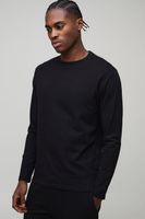 basic long sleeve regular fit crew neck t shirt negro